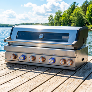 Parrilla de Gas Integrada de 78000 BTU, 7 Quemadores Infrarrojos Traseros, Isla de <span class=keywords><strong>Cocina</strong></span> Exterior de Acero Inoxidable, Perilla LED, Luz Halógena, Tapa de Vidrio - Product Image 1
