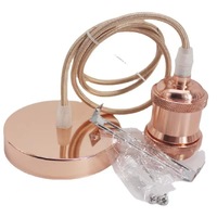 Lampe suspendue à douille vintage en métal E26 E27, câble en tissu, suspension simple au plafond