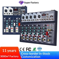 Console de mixage numérique externe F4/7 canaux pour USB DSP 3,5 mm, pour monitoring, ordinateur, scène en direct, son DJ