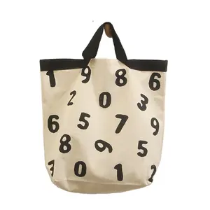 Fashion Street Cotton Canvas Tote Bags Recycled Shopping Handbags With Letter Printing