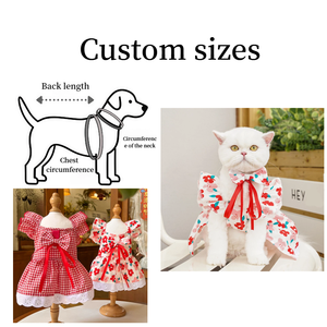 Vestido para Mascotas con Estampado Floral y Cuadros, Lindo Vestido de Princesa para Gatos, con Mangas con Volantes y Ribete de Encaje, Traje para Perros con Lazo para el Pelo a Juego - Product Image 2