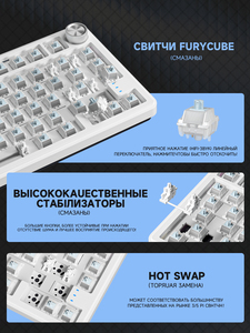 RX75 Pro Compact Ergonomic Aluminum Case Wired 2.4Ghz <b>Wireless</b> RGB Hot Swap HMX Switch Gaming Mechanical Keyboard Russian the RX - Product Image 6