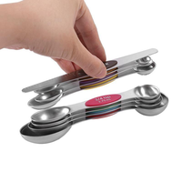 Ensemble de 10 cuillères doseuses magnétiques à double tête en acier inoxydable avec base à ventouse, outil de cuisine et de pâtisserie pour la maison