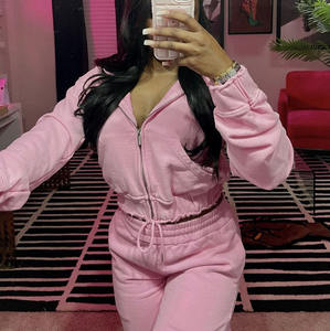 Chándal deportivo personalizado con cremallera, parche para correr, bordado, recortado, de gran tamaño, desgastado, lavado con ácido, pantalones de chándal y conjunto de Sudadera con capucha - Product Image 5