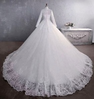 Robe de mariée musulmane à col montant Ruizi 2026, grande taille, pour femme, avec traîne