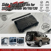 Boîte à outils latérale à fixer par boulons, compatible avec Land Rover New Defender L663 90 110 130 2020+, noir brillant avec graphique drapeau
