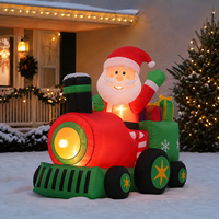 Décoration de Noël gonflable géante de 1,5 m pour extérieur, Père Noël au volant d'un train avec boîtes cadeaux, écologique