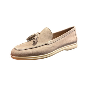 Qhccid Men's Suede Loafers Khaki Tassel <b>Slip</b> <b>On</b> Casual Shoes Low Heel Soft Sole Moccasins - Product Image 2