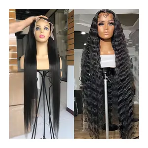 Factory Supplier 30 Inch Water Deep Wave Body Wave 13x4 Hd Transparent Lace Frontal Raw Human Hair Wig For Black Women