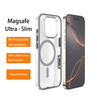 Étui de téléphone portable ultra fin, protection intégrale TPU+PC transparente, anti-traces de doigts, avec anneau magnétique pour protection à 360°