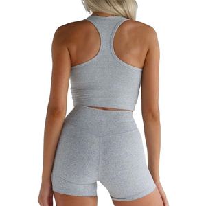 Custom High Quality Womens Breathable Sleeveless <b>Top</b> Mid Length <b>Racer</b> Back Crop With Removable Padding Workout Gym Yoga Tank <b>Top</b> - Product Image 6