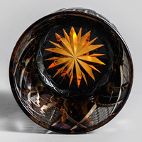 Verre à whisky japonais taillé à la main en cristal, tasse en verre bicolore sculptée à la main pour le bourbon, les cocktails et la décoration de bar à domicile