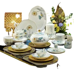 Высококачественная королевская Роскошная Свадебная посуда, изысканная фарфоровая посуда, фарфоровые обеденные наборы