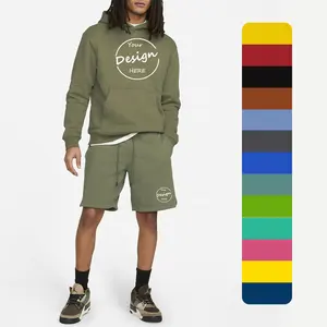 Wholesale Custom Pullover Hoodies Shorts And Hoodie Jogger Set Unisex High Quality French Terry 2 Pieces Men Hoodie Short Set
