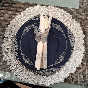 13 Inch Round Silver Gold Charger Plates Reusable <strong>Reef</strong> Serving Round Dinner Restaurant Plate - Product Image 2