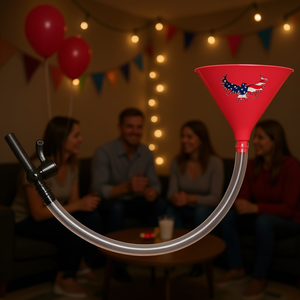Bong à bière American Eagle rouge de 2 pieds avec valve pour décorations de fête - Product Image 2