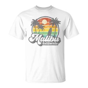 Maglietta da surf Malibu California con design vintage retrò da spiaggia - Product Image 1