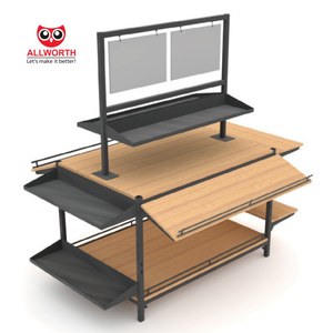 Đứng miễn phí đồ uống hiển thị với logo trang trí mạnh mẽ với giỏ hiển thị bằng gỗ kệ giá - Product Image 1