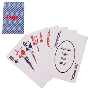 Juego de cartas de impresión clásica ecológica duradera 54 cartas de póker reciclables de lujo con logotipo personalizado naipes de papel en la parte delantera y trasera