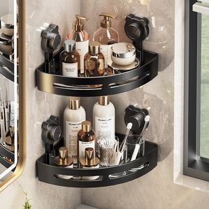 Estante de baño con ventosa, sin necesidad de taladrar, para montaje en pared, almacenamiento en esquina para productos de cuidado personal, de 4 a 7.9 pulgadas de profundidad - Product Image 1