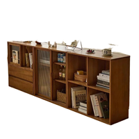 Bibliothèque et meuble TV en bois massif antique avec porte coulissante, rangement au design moderne pour petits meubles de maison