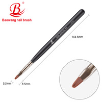 Ensemble de pinceaux 3D de haute qualité pour ongles avec vernis à gel PBT, doublure de cheveux plats, manche en bois, différentes tailles importées du Japon OEM