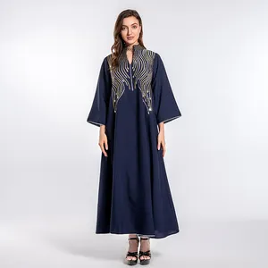 2022 women islamic WIth Embroidery Bead fashion Abaya dubai muslim women party abayas islamic women clothing abaya kaftan