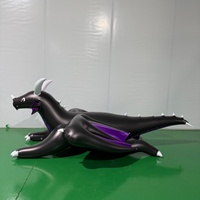 Apex 2026 Dragon gonflable géant noir à rayures violettes et cornes blanches, certifié CE, couleurs et tailles personnalisables pour événements