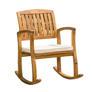 Sadie Outdoor Acacia Wood Rocking ChairとCushion