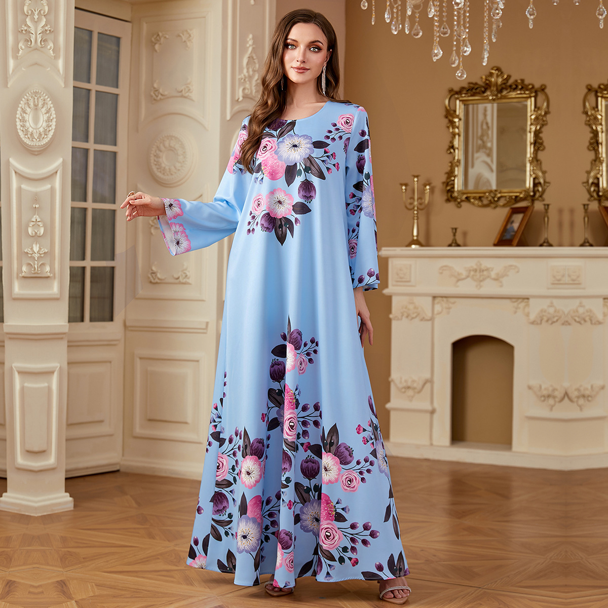 arab dress for women Womens Dresses Wedding Guest Short Sleeve Kaftan Jilbab Abaya Lace Stitching Maxi Dress Women's Middle East Saudi Arabia