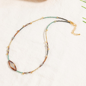 18K chapado en oro Y2K Piedra Natural Boho <span class=keywords><strong>Picasso</strong></span> Miyuki semilla Miyuki gargantilla Collar para mujer - Product Image 3