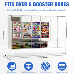 Boîtes de rangement pour boosters de cartes Pokémon en acrylique à grande capacité, résistantes à la poussière et aux UV, avec 6 emplacements et couvercle ouvrant - Product Image 3