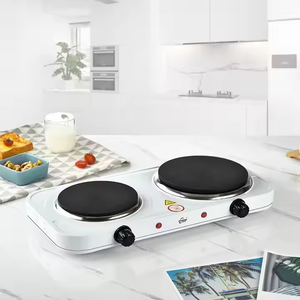 家庭用1000w加熱調理ストーブ 電気ダブルバーナー 電気ダブルソリッドホットプレート ポータブル電気2バーナーストーブ - Product Image 1