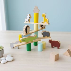 Changing Game Natural Wood Stacking Kit Colorful Column <b>Blocks</b> Lovely Animals Shape Balance Toy - Product Image 4
