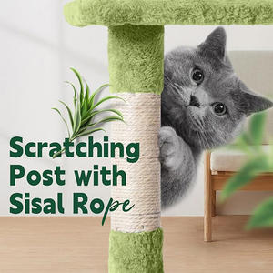 Hersteller Custom Luxus Großer Kratz baum Turm Hochleistungs-Woll kratzer Grüner Plüsch Moderner Stil für mehrere Katzen Großhandel - Product Image 5