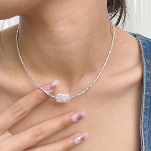 Collier en argent S925 haut de gamme Wenchi, design étoile, perle baroque, argent écrasé, pendentif de mode printemps/été pour clavicule - Product Image 4