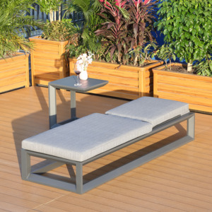 <span class=keywords><strong>Tumbona</strong></span> Plegable de <span class=keywords><strong>Aluminio</strong></span> para Jardín de Hotel Moderno con Cojines - <span class=keywords><strong>Tumbona</strong></span> Exterior Portátil, Resistente a los Rayos UV y Ecológica - Product Image 4
