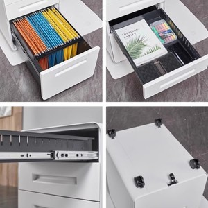 Archivador Metálico de <span class=keywords><strong>Oficina</strong></span> con 3 Cajones, Gabinete Móvil de Acero <span class=keywords><strong>para</strong></span> Debajo del Escritorio, Pedestal de Archivo con Bordes Redondeados - Product Image 4