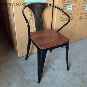 Modern istiflenebilir endüstriyel Bar Cafe mobilya misafirperverliği ticari ahşap restoran kare yemek masası ve 4 sandalye seti - Product Image 2
