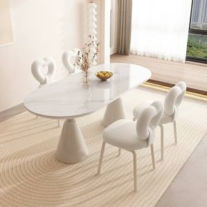 Heart Shape Makeup Chair Yellow Fleece Upholstery White Legs Bedroom Dressing <b>Stool</b> For Adults And <b>Children</b> - Product Image 2