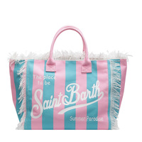 Sac fourre-tout en toile à franges grande capacité avec lettres imprimées, sac à bandoulière décontracté pour la plage et le shopping pour femme