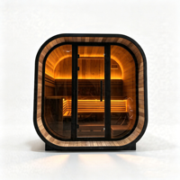 Cabine de sauna traditionnelle en épicéa carbonisé de luxe, grande capacité, chauffage TOULE et éclairage LED intérieur, stock local US