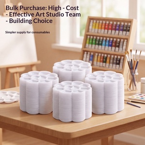<span class=keywords><strong>Palette</strong></span> ronde <span class=keywords><strong>jetable</strong></span> en plastique motif fleur de prunier pour <span class=keywords><strong>peinture</strong></span> d'enfants, plateau de <span class=keywords><strong>peinture</strong></span> à l'aquarelle et à la gouache sans lavage - Product Image 4