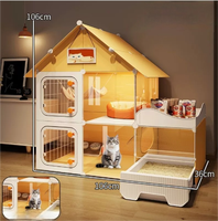 Maison pour chat en forme de villa, bac à litière intégré, toilettes, espace extra large, maison pour chat d'intérieur, maison pour chien, maison pour animaux de compagnie