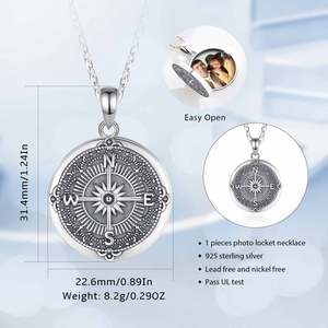 Merryshine 925 sterling silver segui i tuoi sogni bussola collana personalizzata con ciondolo immagine fai da te - Product Image 2