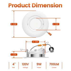 Downlight LED orientable 5CCT de <span class=keywords><strong>4</strong></span> pouces, encastré, dimmable, CRI 90+, type œil de bœuf - Product Image 2