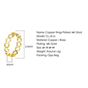 Anillo Redondo de Cobre Chapado en Oro de 18K con Circonita Cúbica para Mujer, Anillo de Moda - Product Image 2