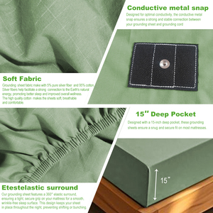 95% hữu cơ bông 5% Tinh Khiết Bạc sợi, căn cứ tấm Trái Đất kết nối bộ đồ giường được trang bị Trái Đất tấm với nền tảng dây - Product Image 4