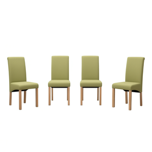 Sedie da pranzo in tessuto verde con gambe in legno, design standard, set di 6 mobili moderni imbottiti per la casa - Product Image 1