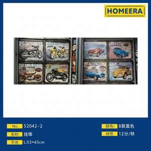 Set di decorazioni appese a parete in metallo fatto a mano 8 disegni misti 43x53cm per ristoranti di casa ufficio festa uso commerciale ferro da parete arte - Product Image 1